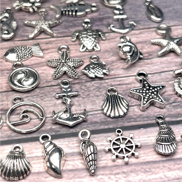 100pc Tib Silver NAUTICAL Mini Charms & MORE JEWELRY KEYCHAIN MAKING DIY BUNDLE - Picture 3 of 16